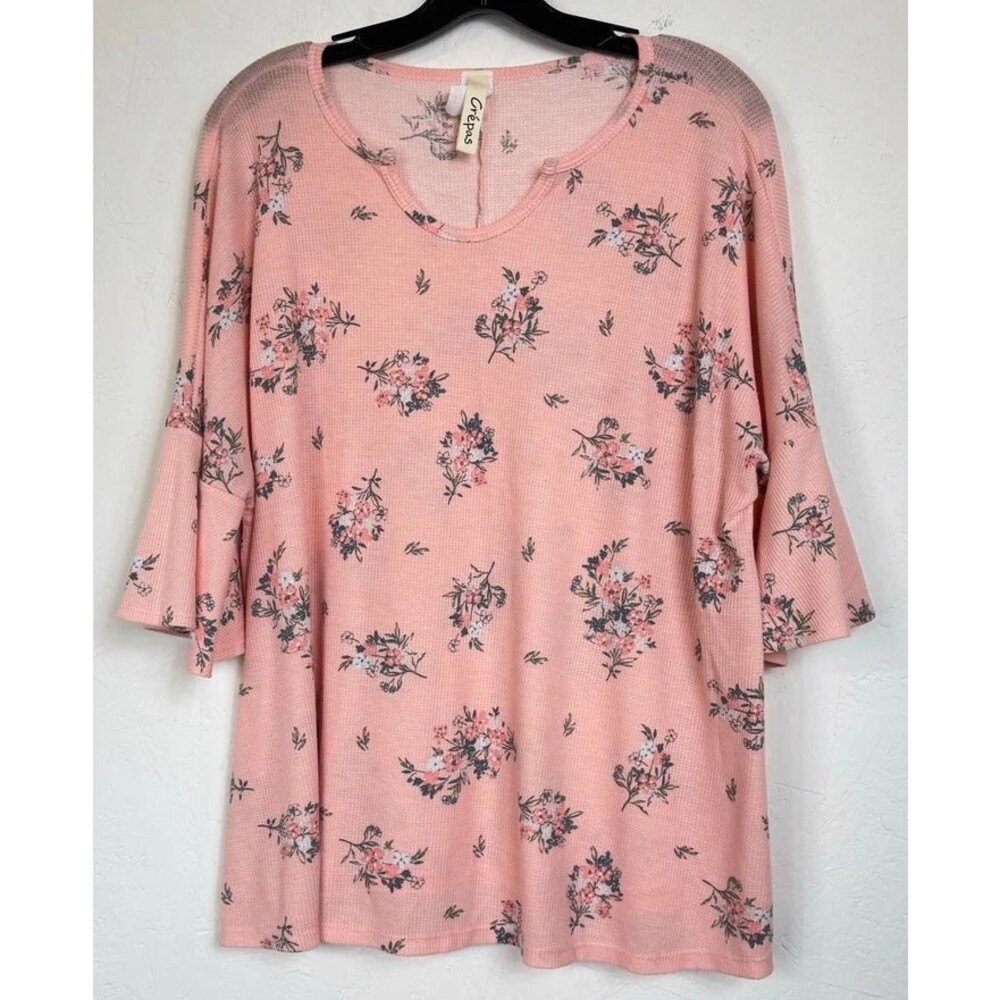 Crepas Pink 3/4 Sleeve Blouse Women's Small